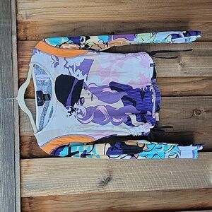 Vintage abstract art to wear unique top M